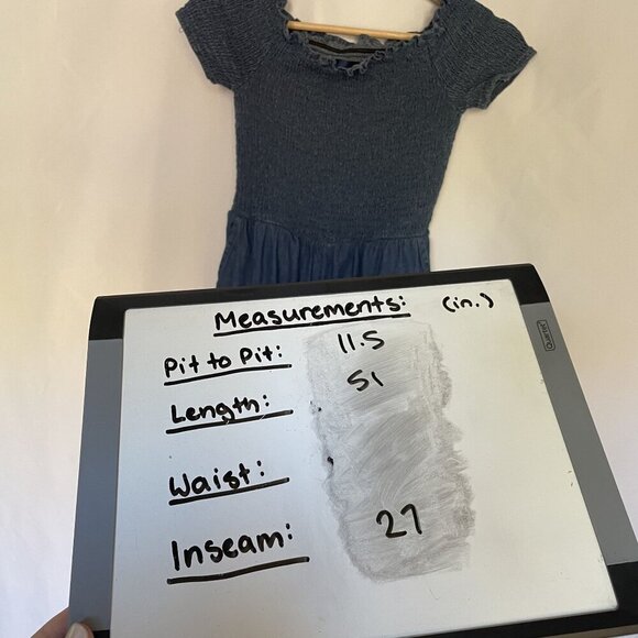 Blue Rain ruched jumpsuit women's size XS cotton denim material off the shoulder - Picture 7 of 8